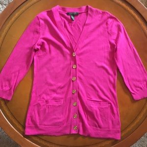 Pink / lipstick colored Ralph Lauren cardigan